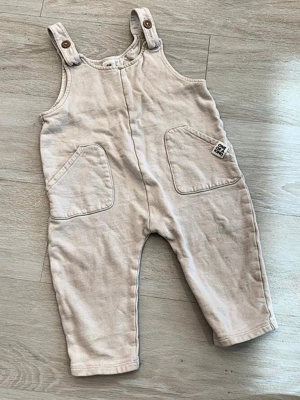 H&M Baby Cotton Overall Romper Beige 12-18M